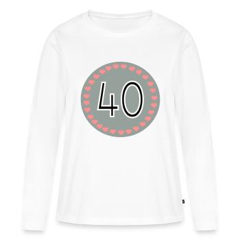 40e Anniversaire - T-shirt manches longues Premium bio Femme - blanc - Devant - Julia (174cm)