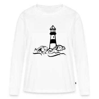 leuchtturm sturm welle - Frauen Premium Bio Langarmshirt - Weiß - Vorne - Julia (174cm)