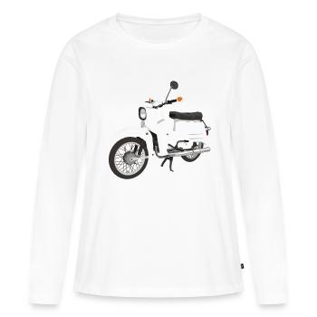 Simson Schwalbe - Frauen Premium Bio Langarmshirt - Weiß - Vorne - Julia (174cm)