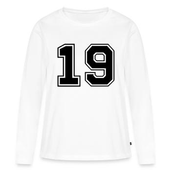 neunzehn - T-shirt manches longues Premium bio Femme - blanc - Devant - Julia (174cm)