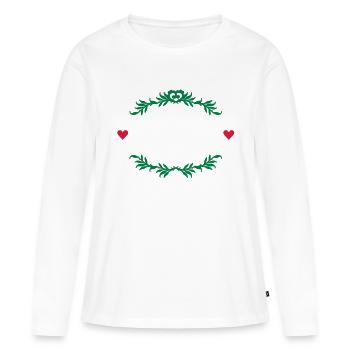 cadre de thym avec des coeurs / cadre de thym - T-shirt manches longues Premium bio Femme - blanc - Devant - Julia (174cm)