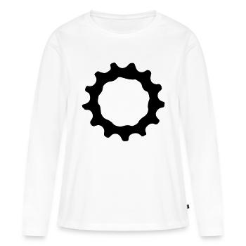 Pignon de vitesse pour le vélo montagne-vitesses 1 - T-shirt manches longues Premium bio Femme - blanc - Devant - Julia (174cm)