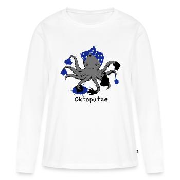 Oktoputze - T-shirt manches longues Premium bio Femme - blanc - Devant - Julia (174cm)