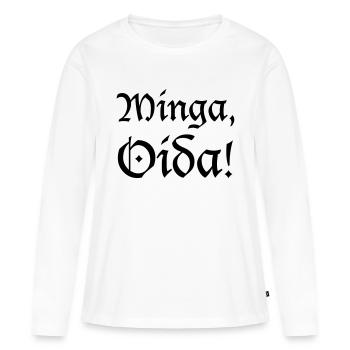 Minga, Oida - T-shirt manches longues Premium bio Femme - blanc - Devant - Julia (174cm)