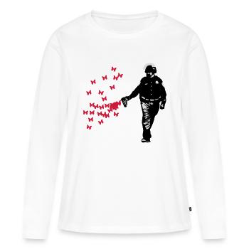 Police - Street Art Pepper Spray Cop papillon - T-shirt manches longues Premium bio Femme - blanc - Devant - Julia (174cm)