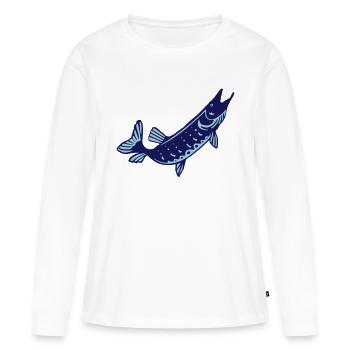 brochet poisson pecheur - T-shirt manches longues Premium bio Femme - blanc - Devant - Julia (174cm)