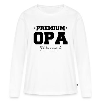 opa premium - Frauen Premium Bio Langarmshirt - Weiß - Vorne - Julia (174cm)