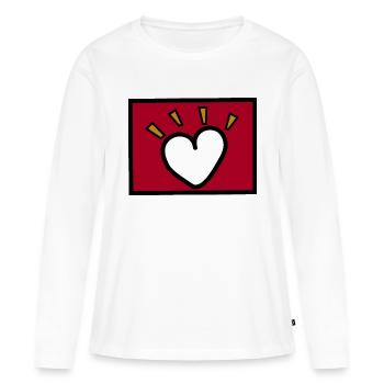 Aimer est urgent - T-shirt manches longues Premium bio Femme - blanc - Devant - Julia (174cm)
