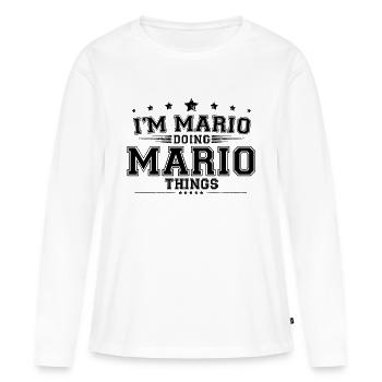 Je suis Mario en train de faire des choses Mario - T-shirt manches longues Premium bio Femme - blanc - Devant - Julia (174cm)