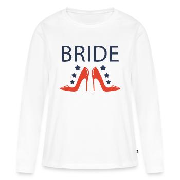La mariée. Mariage. EVJF. Idée cadeau. - T-shirt manches longues Premium bio Femme - blanc - Devant - Julia (174cm)