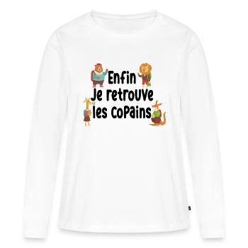 Bonne rentrée scolaire / Retour à l'école - T-shirt manches longues Premium bio Femme - blanc - Devant - Julia (174cm)