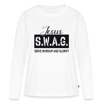 Jésus Swag - T-shirt manches longues Premium bio Femme - blanc - Devant - Julia (174cm)