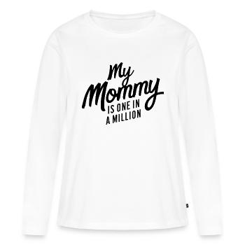 MA MAMAN EST UNE SUR UN MILLION - T-shirt manches longues Premium bio Femme - blanc - Devant - Julia (174cm)
