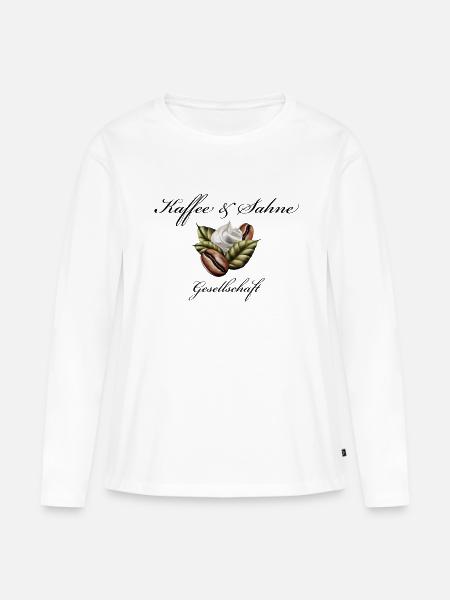 Kaffee & Sahne - Frauen Premium Bio Langarmshirt - Weiß