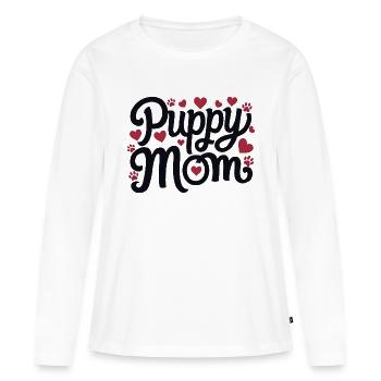 chiot chien - T-shirt manches longues Premium bio Femme - blanc - Devant - Julia (174cm)