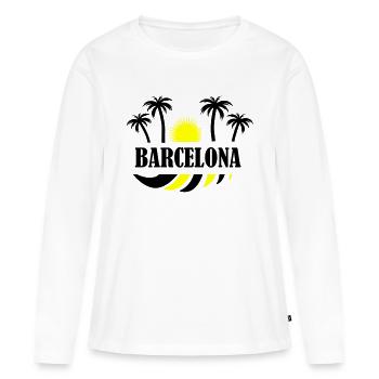 Barcelone - T-shirt manches longues Premium bio Femme - blanc - Devant - Julia (174cm)