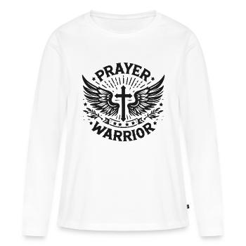 Guerrier de la prière - T-shirt manches longues Premium bio Femme - blanc - Devant - Julia (174cm)
