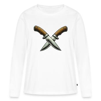 messer 2 - Frauen Premium Bio Langarmshirt - Weiß - Vorne - Julia (174cm)