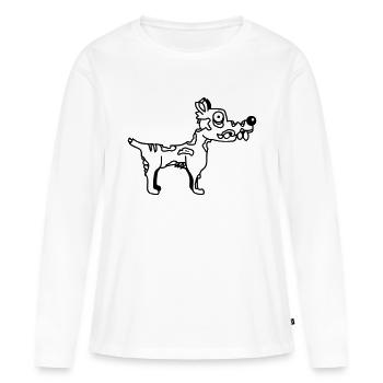 Hund Zombie Untot Halloween Horror Leiche Grusel - Frauen Premium Bio Langarmshirt - Weiß - Vorne - Julia (174cm)