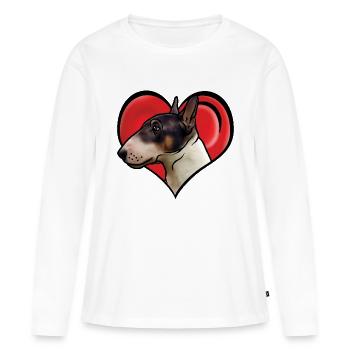 Miniatur Bullterrier Kopf im Herz Comicstyle - Frauen Premium Bio Langarmshirt - Weiß - Vorne - Julia (174cm)
