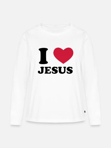 I love Jesus - Frauen Premium Bio Langarmshirt - Weiß