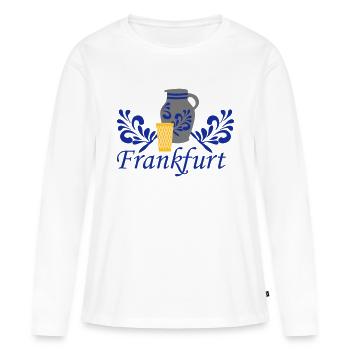 Frankfurt Bembel Geripptes - Frauen Premium Bio Langarmshirt - Weiß - Vorne - Julia (174cm)