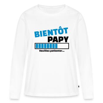 bientôt papy - T-shirt manches longues Premium bio Femme - blanc - Devant - Julia (174cm)