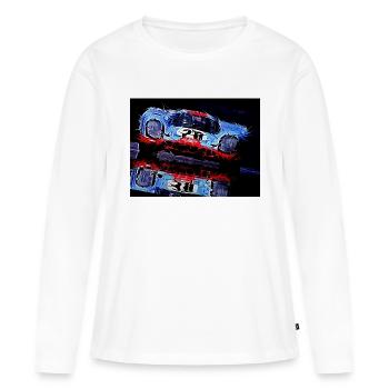Course automobile - T-shirt manches longues Premium bio Femme - blanc - Devant - Julia (174cm)