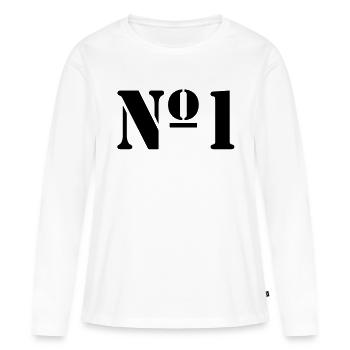 Nummer 1 - Frauen Premium Bio Langarmshirt - Weiß - Vorne - Julia (174cm)