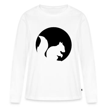 kreis rund logo silhouette schwarz eichhoernchen n - Frauen Premium Bio Langarmshirt - Weiß - Vorne - Julia (174cm)