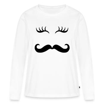 Moustache & Wimpern - Frauen Premium Bio Langarmshirt - Weiß - Vorne - Julia (174cm)
