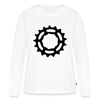 Pignon de vitesse pour le vélo montagne-vitesses 1 - T-shirt manches longues Premium bio Femme - blanc - Devant - Julia (174cm)