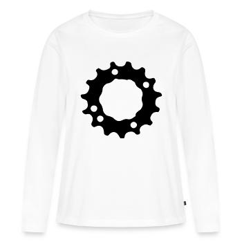 Pignon de vitesse pour le vélo montagne-vitesses 1 - T-shirt manches longues Premium bio Femme - blanc - Devant - Julia (174cm)