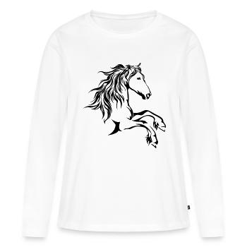 pferdekopf - Frauen Premium Bio Langarmshirt - Weiß - Vorne - Julia (174cm)