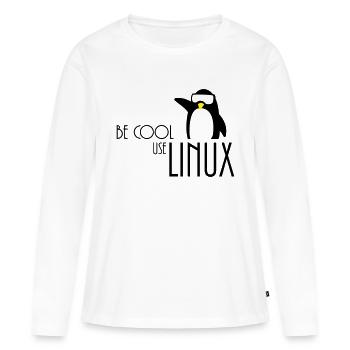 être cool utilisation linux - T-shirt manches longues Premium bio Femme - blanc - Devant - Julia (174cm)