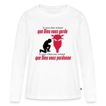 Que Dieu vous pardonne - T-shirt manches longues Premium bio Femme - blanc - Devant - Julia (174cm)