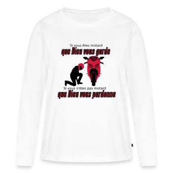 Que Dieu vous pardonne - T-shirt manches longues Premium bio Femme - blanc - Devant - Julia (174cm)