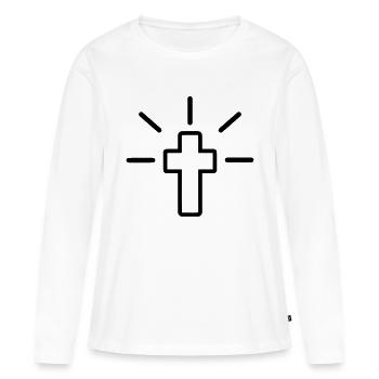 Croix - T-shirt manches longues Premium bio Femme - blanc - Devant - Julia (174cm)