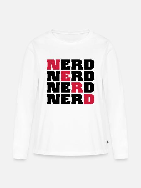 Nerd - Frauen Premium Bio Langarmshirt - Weiß