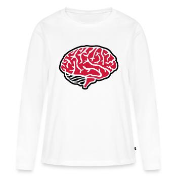 Cerveau - T-shirt manches longues Premium bio Femme - blanc - Devant - Julia (174cm)