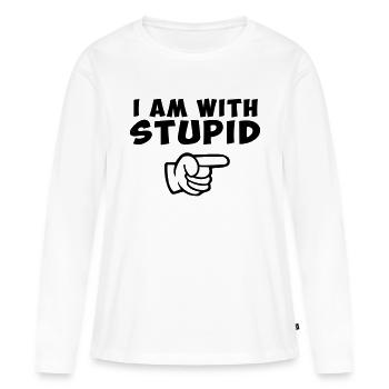 citation humour fun amitié couple - T-shirt manches longues Premium bio Femme - blanc - Devant - Julia (174cm)