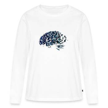 Cerveau - T-shirt manches longues Premium bio Femme - blanc - Devant - Julia (174cm)