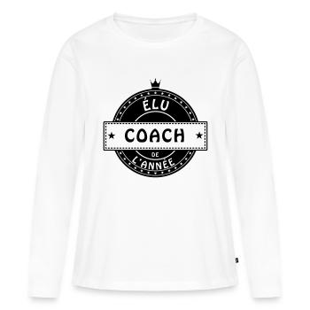 elu coach - T-shirt manches longues Premium bio Femme - blanc - Devant - Julia (174cm)