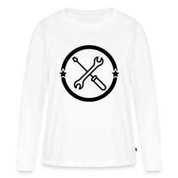 mécanique / mécanicien / mécano / garage - T-shirt manches longues Premium bio Femme - blanc - Devant - Julia (174cm)
