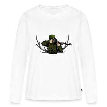 chasse chasse chasse chasse chasseur chasseur - T-shirt manches longues Premium bio Femme - blanc - Devant - Julia (174cm)