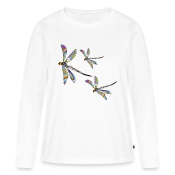 Libellules - T-shirt manches longues Premium bio Femme - blanc - Devant - Julia (174cm)