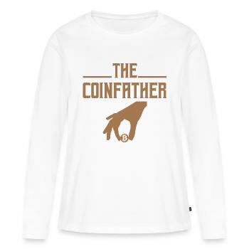 Bitcoin BTC, le Coinfather - T-shirt manches longues Premium bio Femme - blanc - Devant - Julia (174cm)