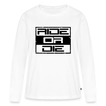 Rouler ou mourir - T-shirt manches longues Premium bio Femme - blanc - Devant - Julia (174cm)