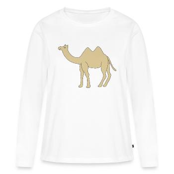 Chameau solitaire - T-shirt manches longues Premium bio Femme - blanc - Devant - Julia (174cm)