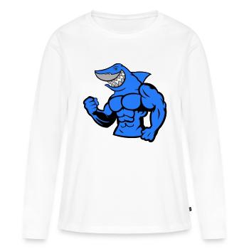 Strong Shark - Frauen Premium Bio Langarmshirt - Weiß - Vorne - Julia (174cm)